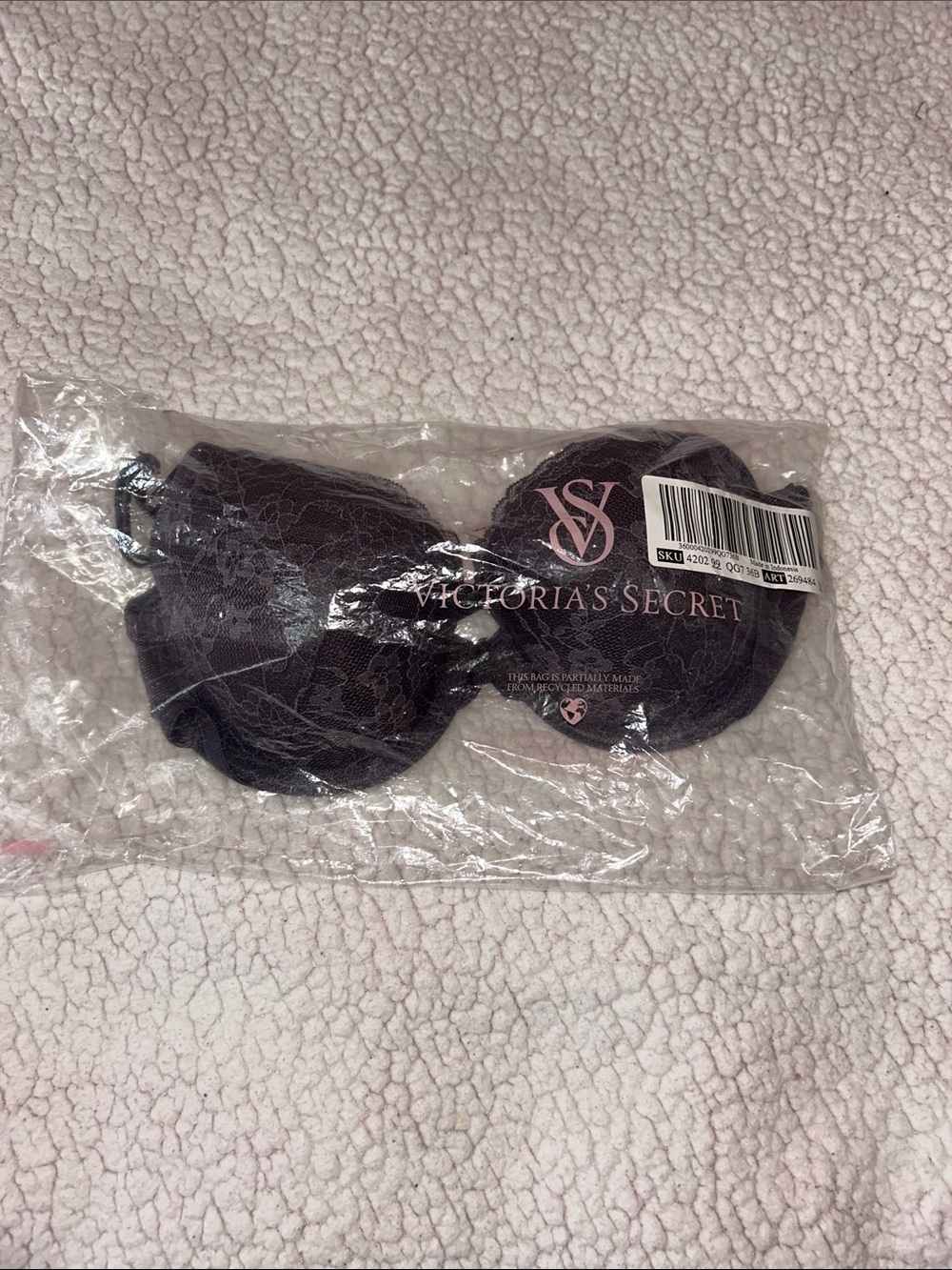 Victoria's Secret Black Lace Strapless Stick-On Bra